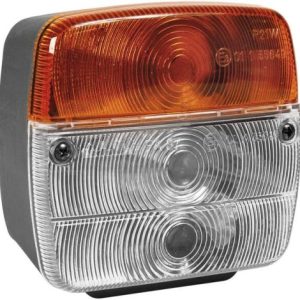 Lampa semnalizare si pozitie patrata alb/galben cu surub