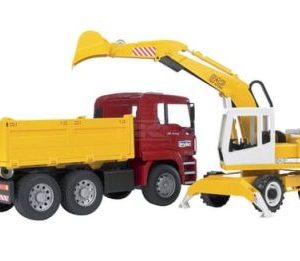 Camion MAN TGA cu bena basculabila si excavator cu roti Liebherr