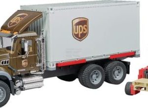 Camion curierat UPS Mack cu motostivuitor