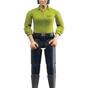 Figurina femeie cu camasa verde si blugi negri