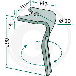 Dinte grapa rotativa dreapta 180RH-134-R — imaginea 2