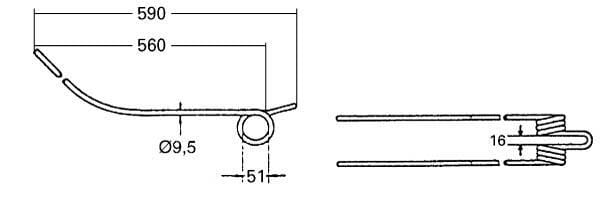 Dinte grebla rotativa 590x92x9,5mm orificiu diametru 51mm potrivit pentru Kuhn 1.4 K8013670KR=52557562500 — imaginea 2