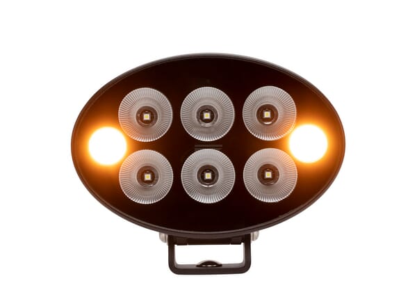Lumina de lucru + lumina de avertizare LED portocaliu, 36W, 3500lm, oval, 12/24V, 155x105x58mm, Flood, 6+2LED-uri, Serie neagra LA10621 — imaginea 2