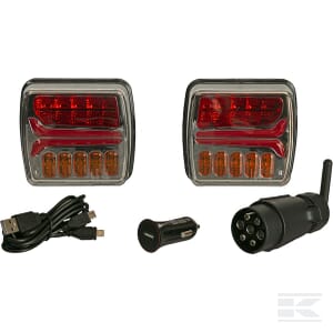 Set lampi LED fara fir patrate 12V Li-ion magnetic 110x103mm 7 pini Kramp LA60035