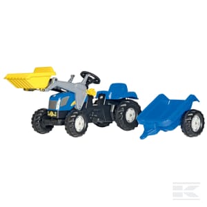Tractor cu pedale New Holland T7040 cu incarcator frontal si remorca